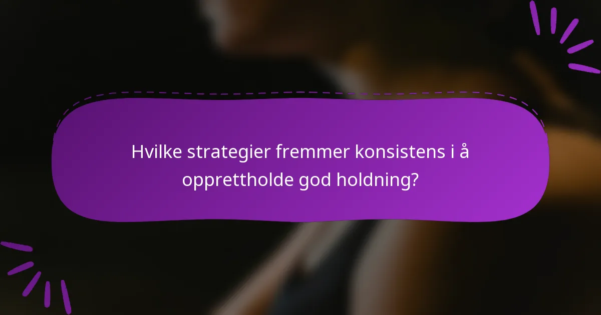 Hvilke strategier fremmer konsistens i å opprettholde god holdning?